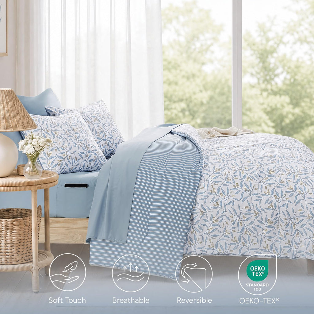 Comforter Set-7 Pieces Floral Bed in a Bag Bedding Sets