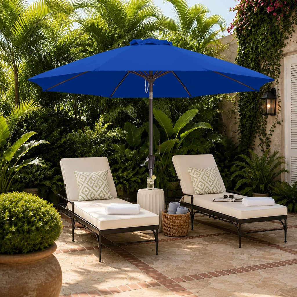 9FT Outdoor Patio Umbrella, 8 Ribs Table Umbrella w/Crank for Easy Set Up, Suitable (Turquoise)