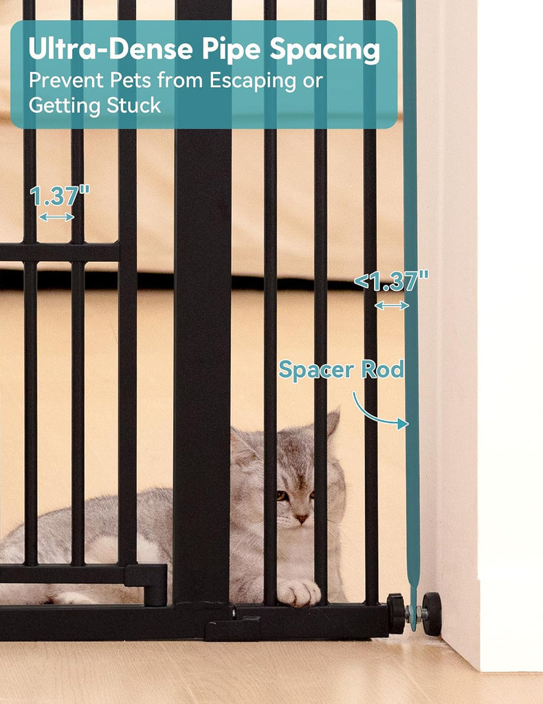 55" Extra Tall Pet Gate with Cat Door, 29"-43" Dog Gate Indoor