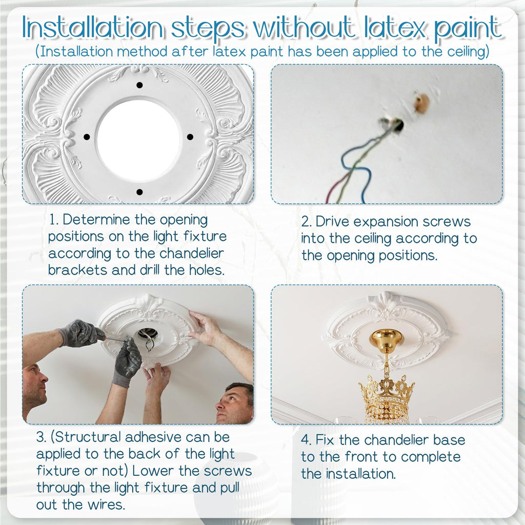 2 Pcs PU Ceiling Medallion Decorative Ceiling Fan Medallion
