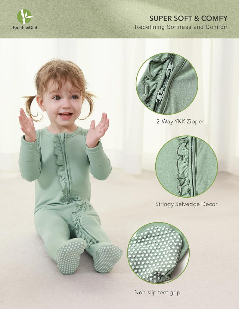 Girl Sleeper Viscose from Bamboo Zipper Footies Pjs -24Mon