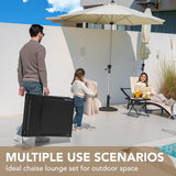 Patio Chaise Lounge Sets Outdoor Rattan Adjustable Back 3 Pieces Cushioned Patio Folding Chaise Lounge with Folding