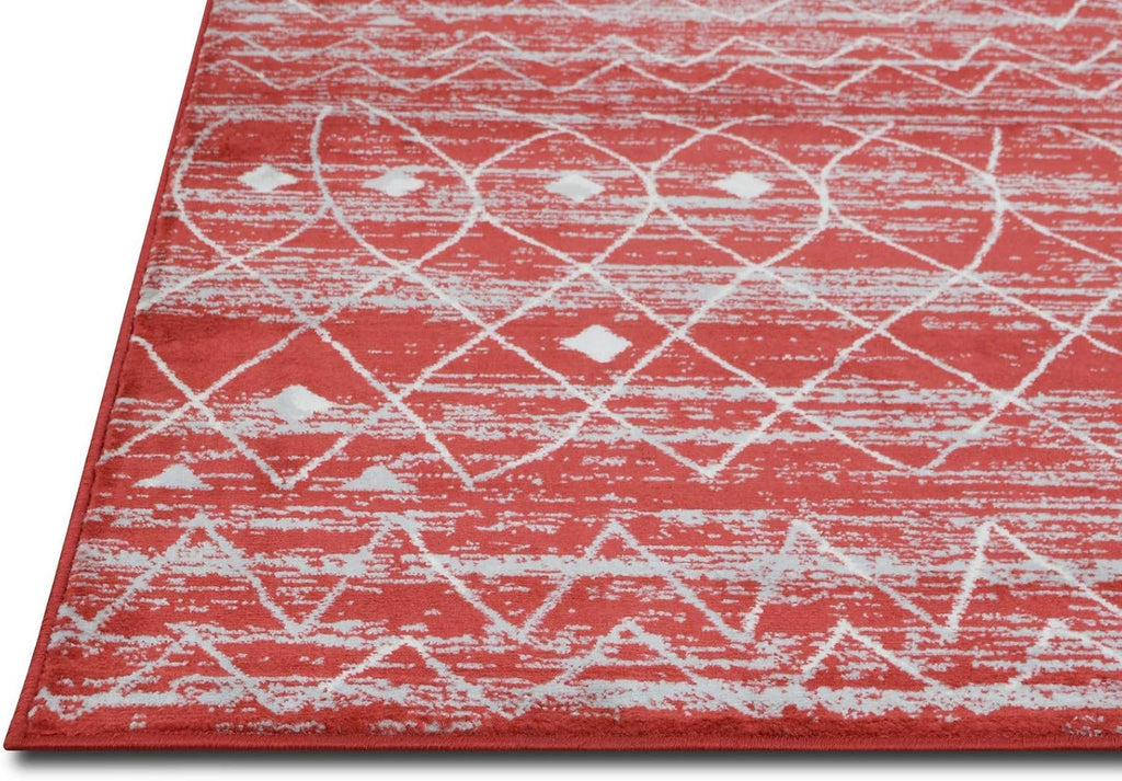 HR - Moroccan Trellis Motif Rug 5x7 Rustic Berber Tribal Pattern Moroccan Décor Carpet Flooring Red and Grey