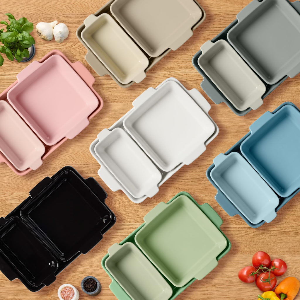 3-Piece Ceramic Casserole Baking Dish Set Black