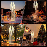 8 Pcs Acrylic Candelabra Centerpieces 35" Tall Clear Candle Holders Pillar Taper Candlestick with Lampshades 5 Arm
