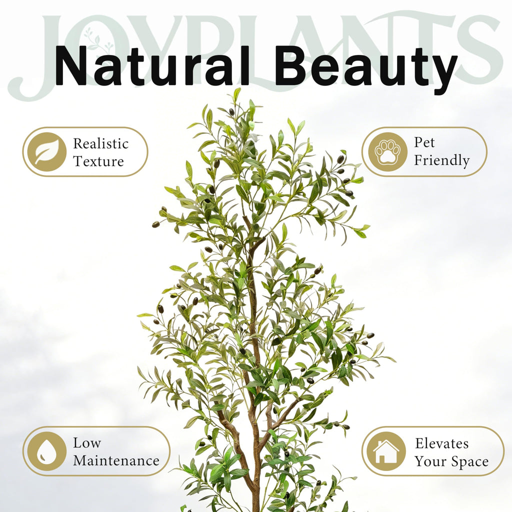 6FT Artificial Olive Tree, Three Thick Trunk, Green