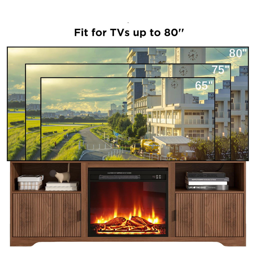 For Tvs up to 80" with Adjustable Shelf Charging Station