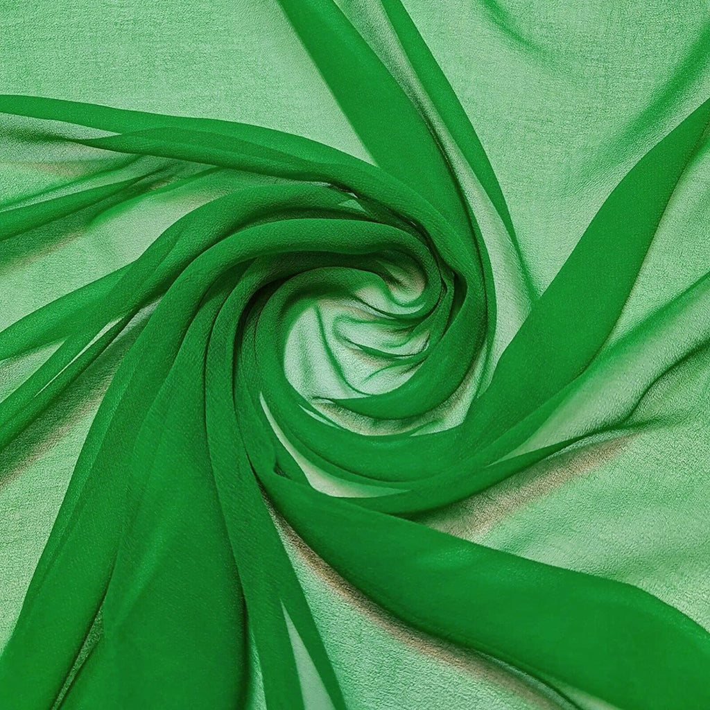 5 Yard Chiffon Fabrics, 44" Wide, Lightweight, Sheer - Green