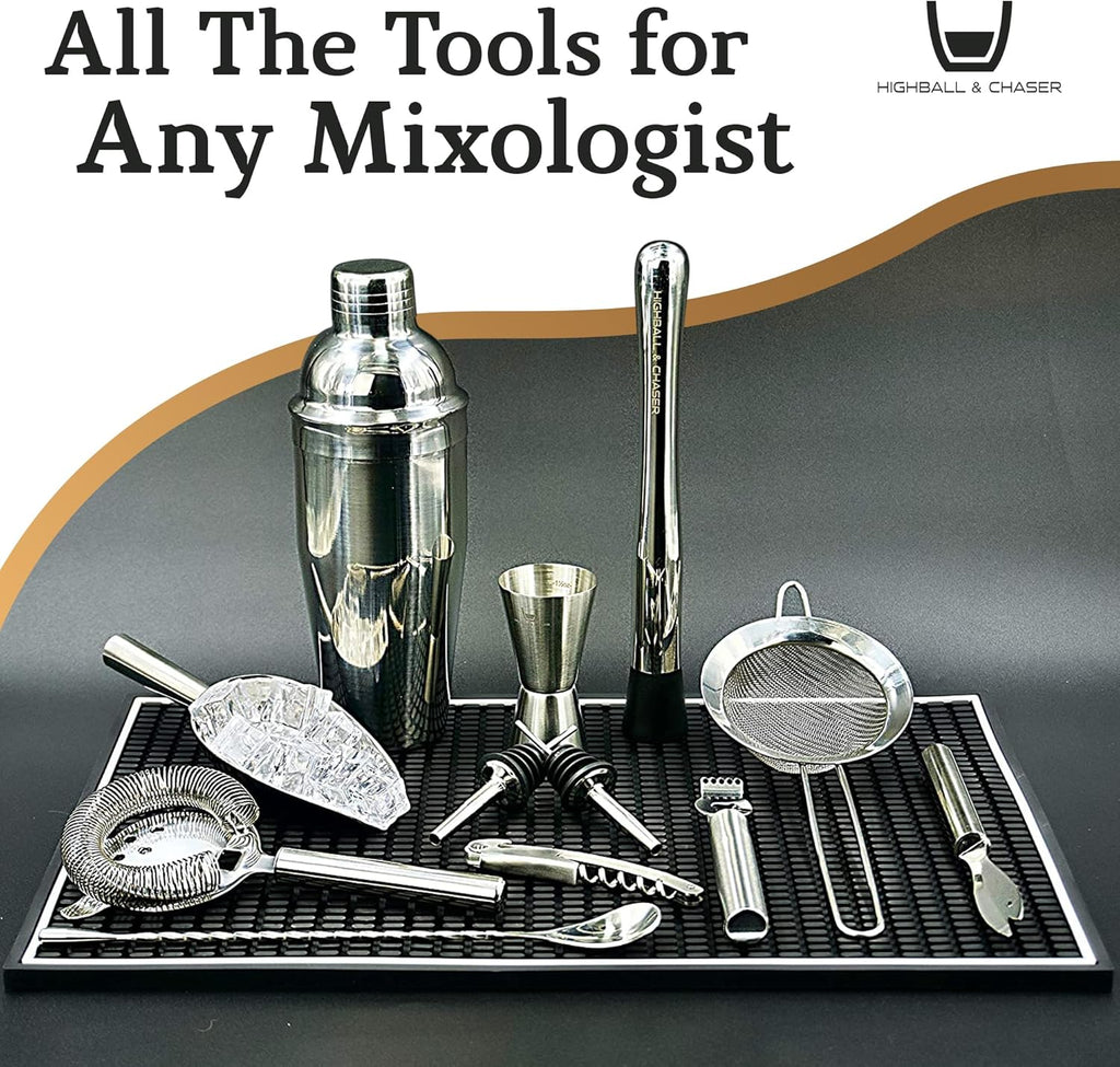 13-Piece Cobbler Cocktail Shaker Set Stainless Steel Mixology Bartender Kit With Stand Bar Cocktail Set | Laser