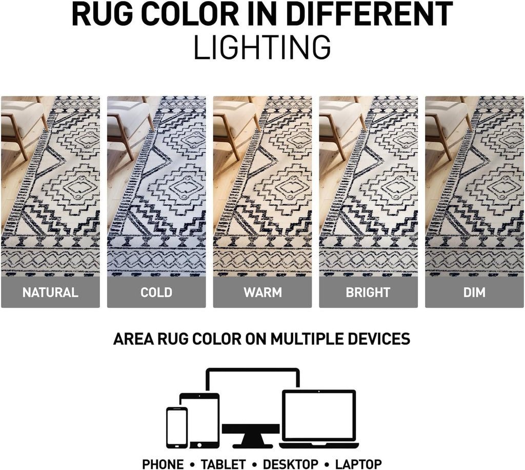 Southwestern Geometric Tribal Boho Area Rug Soft Cream