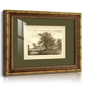 Gold Framed Vintage Landscape Canvas Wall Art 13"x16" Pastoral Canvas Print