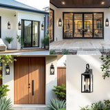 19" Large Outdoor Wall Lights - Black Outside Wall Mounted Light Fixture