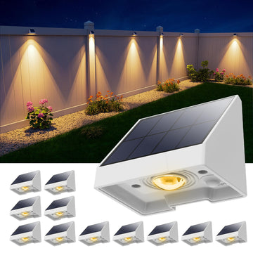 12 Pack Solar Powered Fence Lights Outdoor Waterproof LED 2.56 Inch