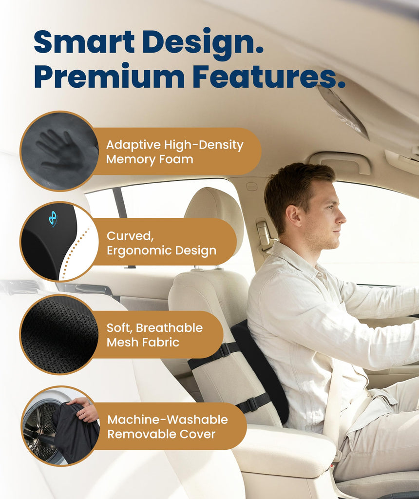 The Original Lumbar Support Pillow Chair - Improves Posture, Promotes Back Pain Relief - Superior Back Support for