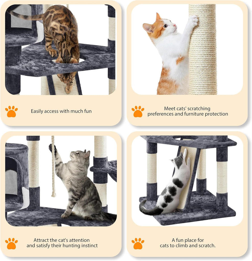 79in Multi-Level Tall Cat Tree for Multiple Cats with sisal Posts