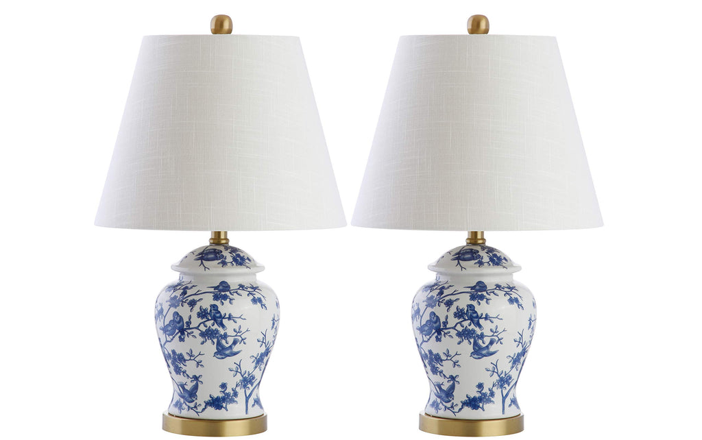 Penelope Ginger Jar 22" LED Table Lamp, Blue/White, Set of 2