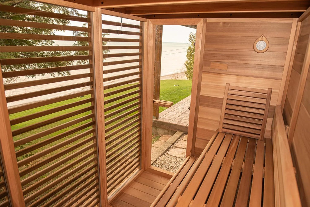 Customized Outdoor 4-8 Person Wood Steam Sauna, Canadian Red Cedar | Hemlock/ Pine Traditional Wooden Spa Room, Wood