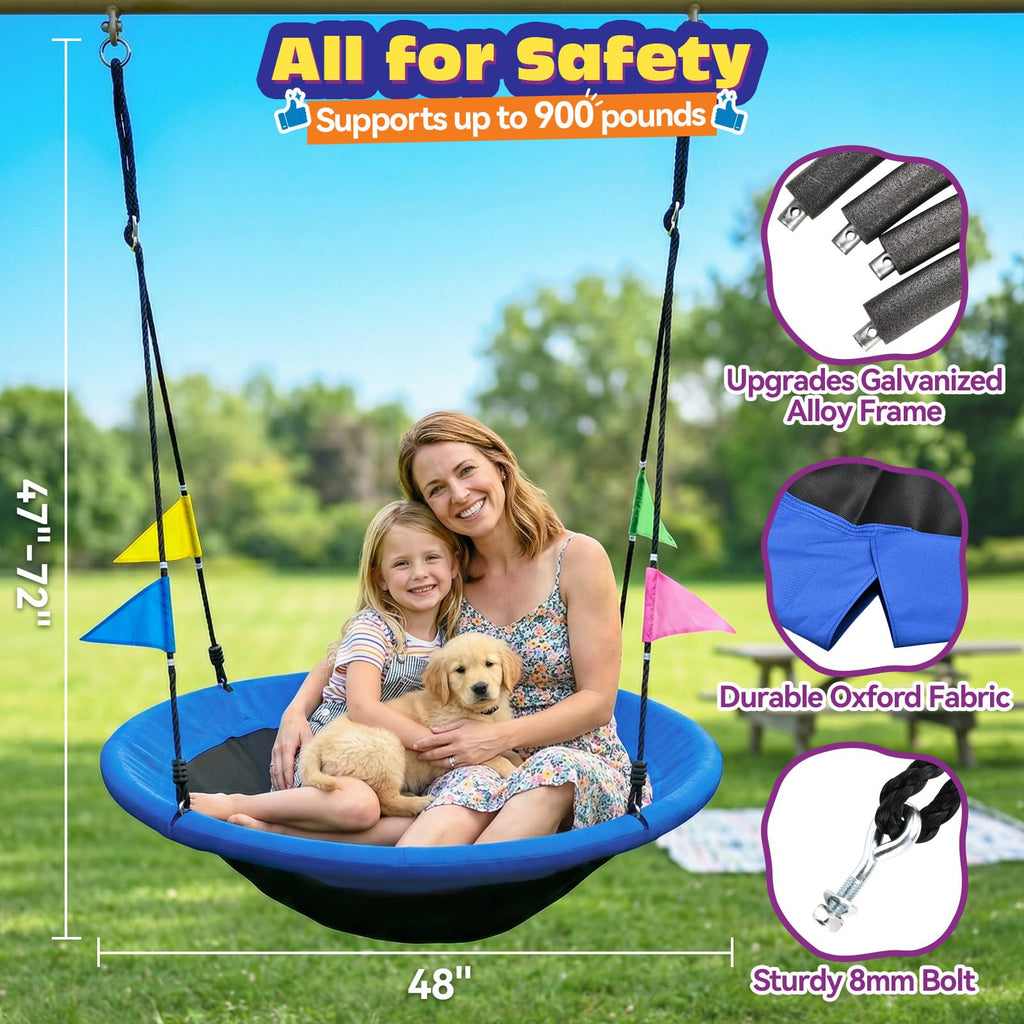 Tree Swing, 48 inch Saucer Swing, Swing for Outdoor Backyard, Blue