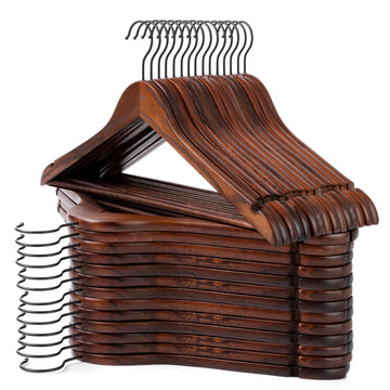 Wooden Hangers 30 Pack, Retro Wood Suit Hangers with Non Slip Shoulder Grooves, Clothes Hangers for Coats, Shirts