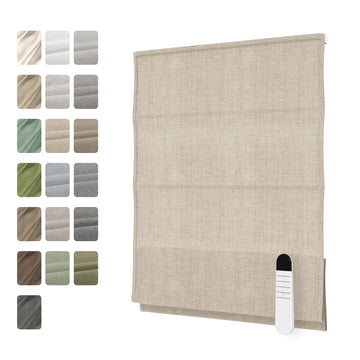 Motorized Roman Shades with Remote, 60" W x 64" H