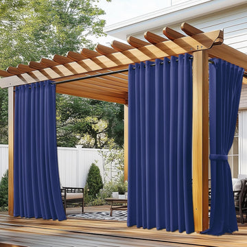 2 Panels Waterproof Outdoor Curtains 300 GSM , Privacy Outside Weatherproof Curtains, Grommets Top for Porch Pergola