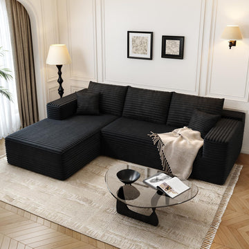 107.5" Cloud Modular Sectional Sofa Couch with L-Shape Chaise, Modern Minimalist Upholstered Couches Bedroom, Deep Seat