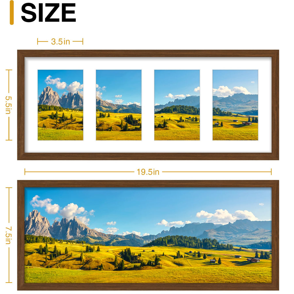 4 4x6 Picture frames Collage Wall Decor with Mat, Brown