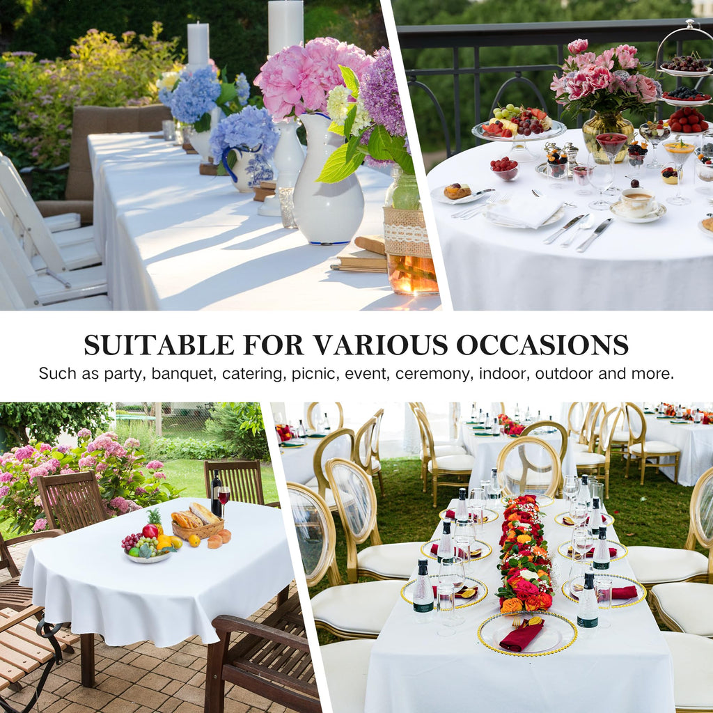 Oval Tablecloth 60 x 84 Inch Washable Fabric Table Cloth Solid White Table Cover for Dining Wedding Party Banquet
