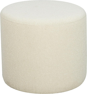 Wentworth 19" Round Ottoman, Urban Transitional, Fully Assembled, Soft Boucle Fabric, Snow