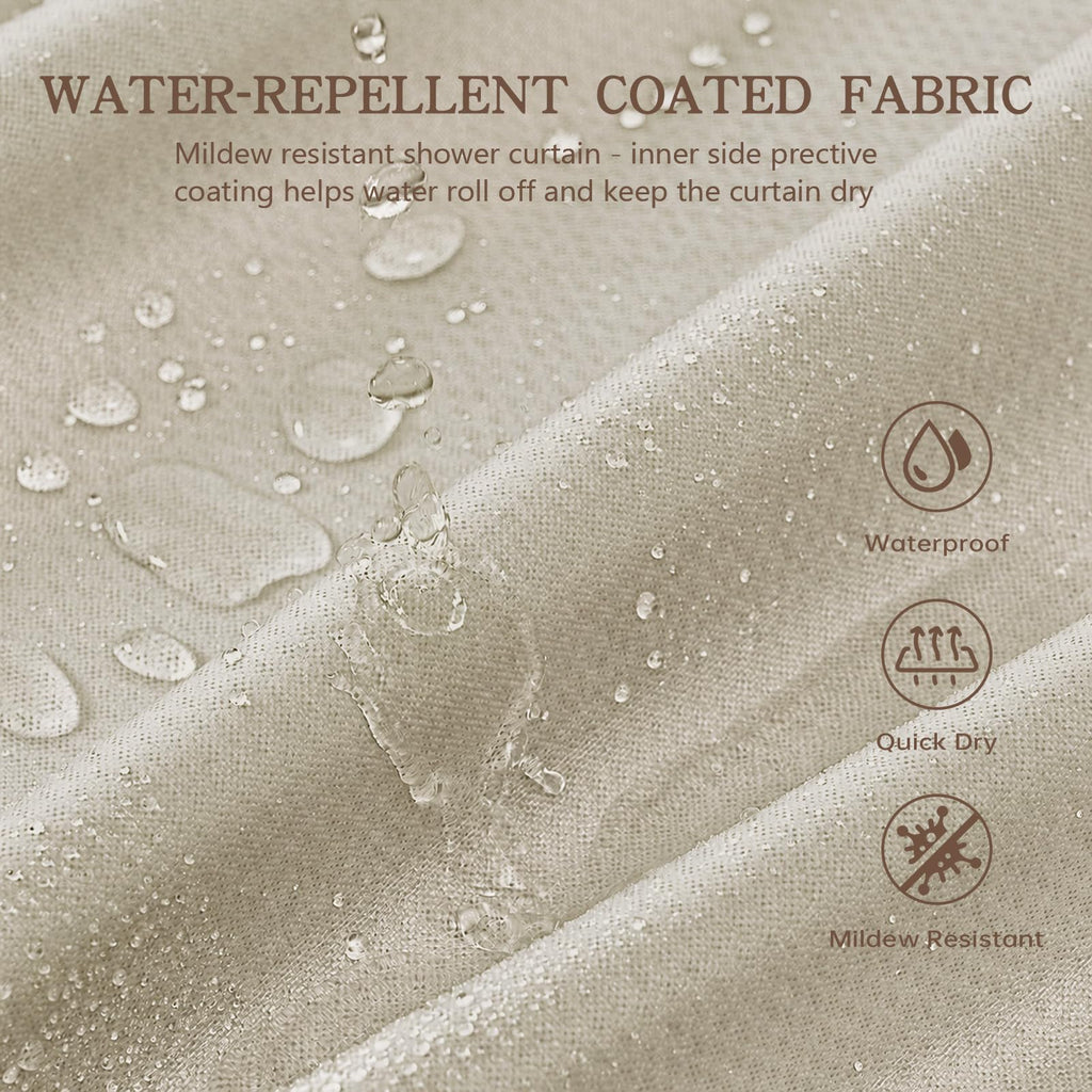 Scalloped No Hook Linen Natural Waterproof 72x72