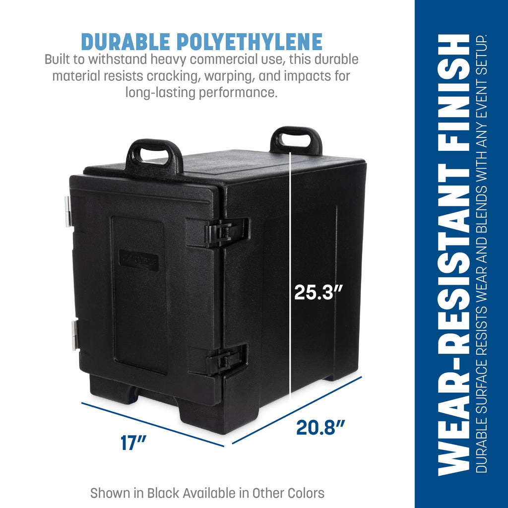 Cateraide Front Loading Insulated Food Pan Carrier, for Storage and Transport of Food, 5 Pan Capacity, 25.25" x