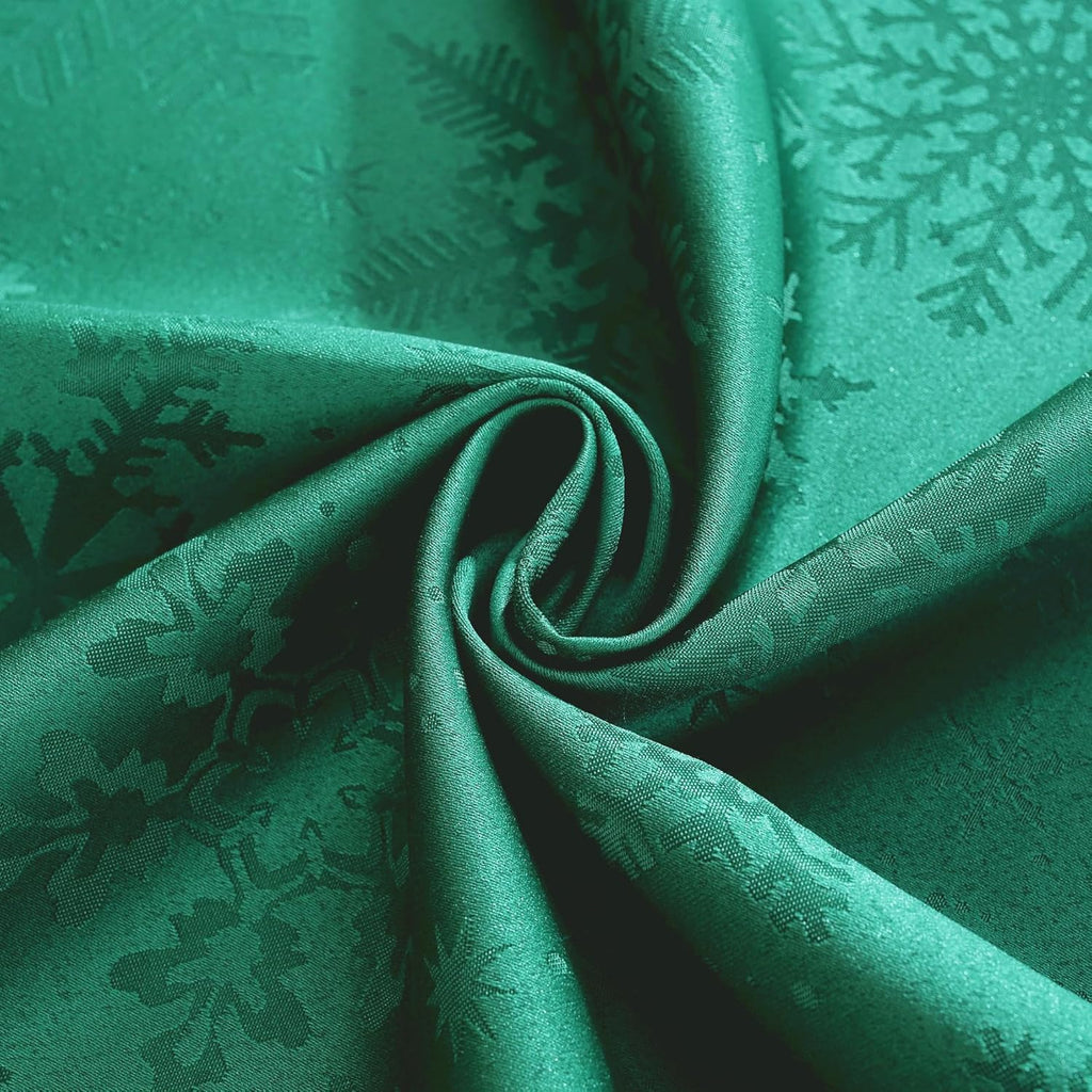 Christmas Green Tablecloth Rectangle, Jacquard Spill Proof Table Cloth with Snowflake Patterns, Dama