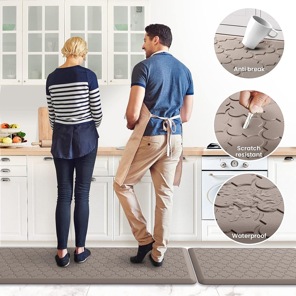 Kitchen Mat 2 PCS Cushioned Anti-Fatigue Floor Mat Standing Mat | 0.47" Thick Cushioned Memory Foam, Water Resistant