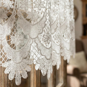 Homey Sheer Embroidered Flowers Vine Valance Window Treatment