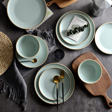 Melamine Dinnerware Sets, Plates and Bowls Sets 12 Pcs, Melamine Plates, Dish Set for 4, Unbreakable Dinnerware Set