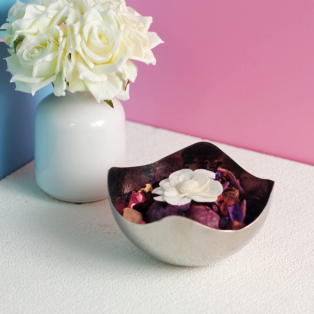 5.75 Inch Diameter Silver Finish Metal Bowl