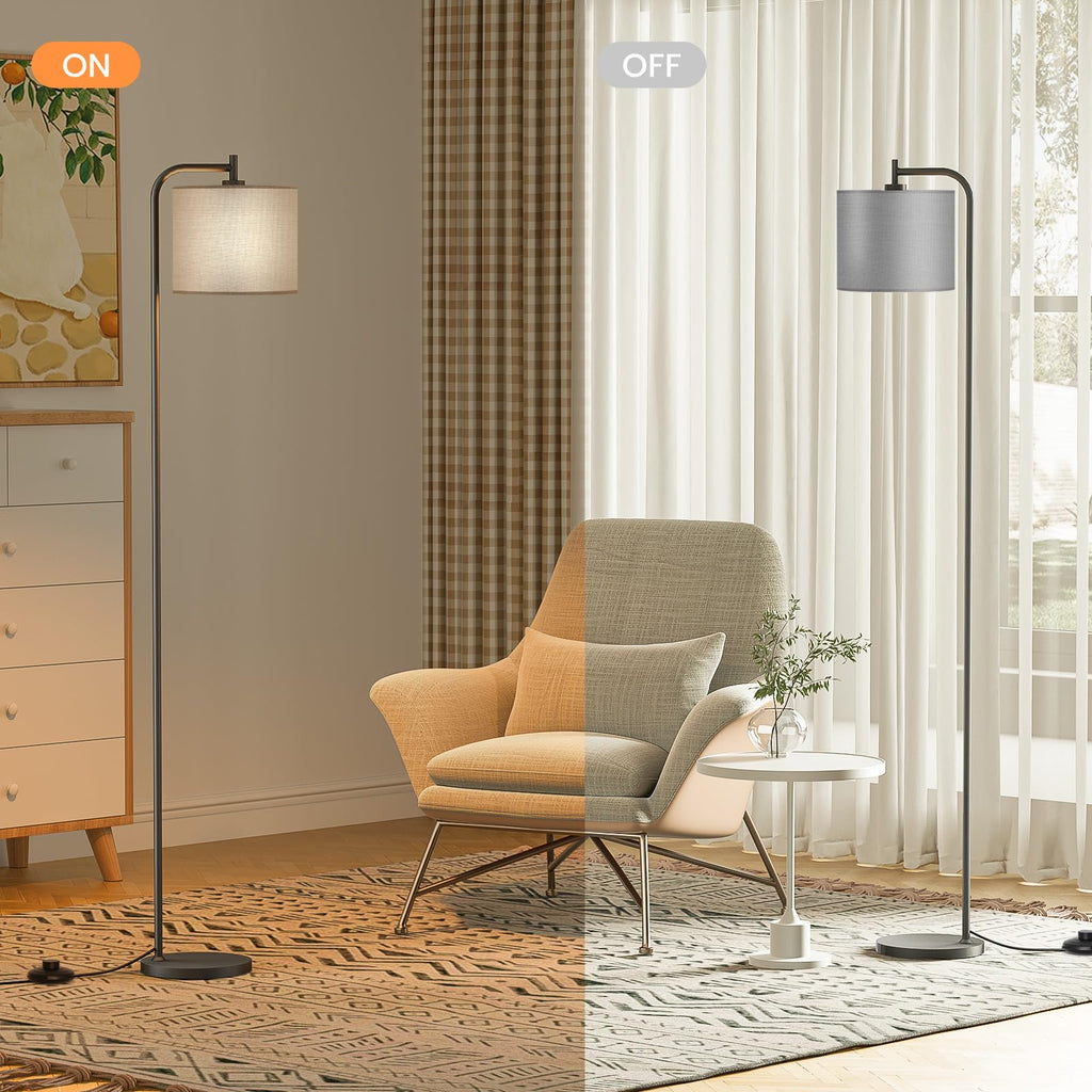 Floor Lamp, Tall Standing Lamp with Linen Shade