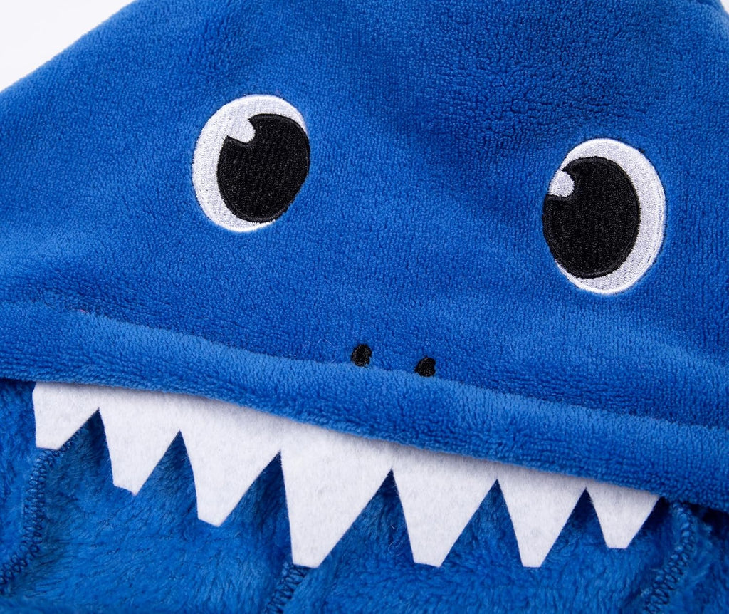 Kids Boys Girls Shark Soft Hooded Bathrobe Toddler Robe with Animal Hood