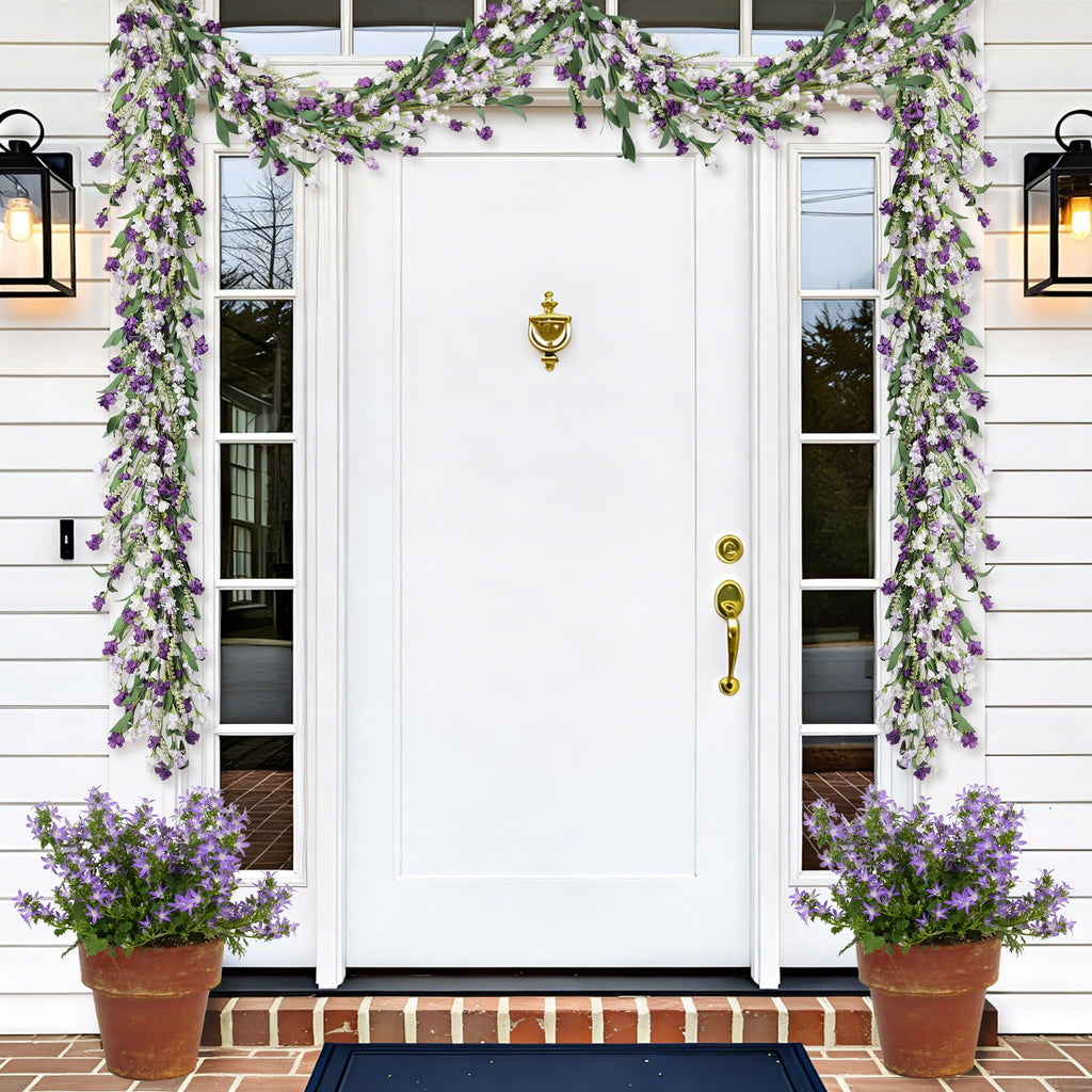 6ft Spring Summer Flower Garland, Artificial Floral Vine for Wall Backdrop Mantle Fireplace Stair Table Wedding Arch