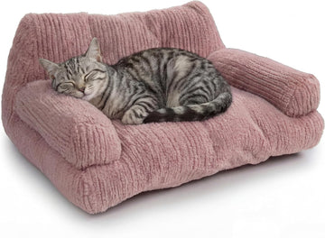 Chillin' Cat Couch, 3-Sided Plush Sofa with High-Loft Polyfill & Bolsters for Orthopedic Support, Indoor Cats