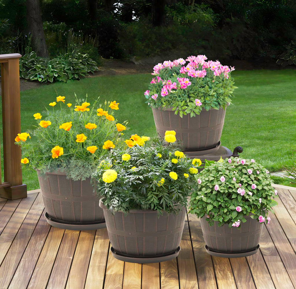 Plant Planters Pots Set of 4 Pack 16 Inch, Large Plastic Flower Pot