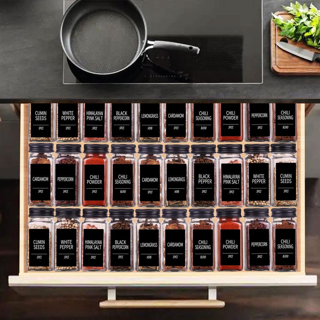 48 Pack Glass Spice Jars with Labels, 4oz Spice Containers