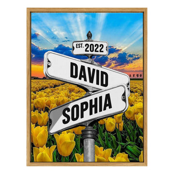 Custom Canvas With Name, Vintage Crossroads Street Sign Canvas Wall