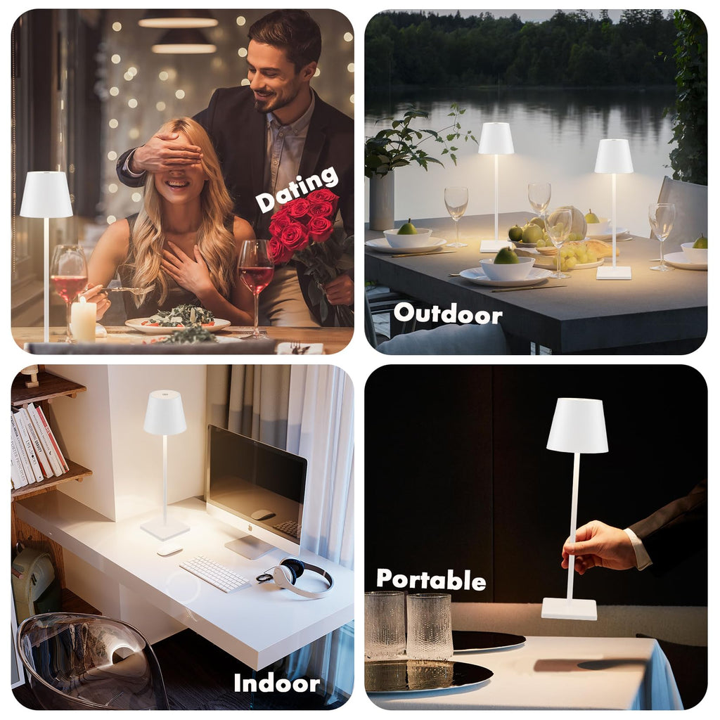Cordless Table Lamp 5000mAh LED Rechargeable Lamp White, 4-Pack