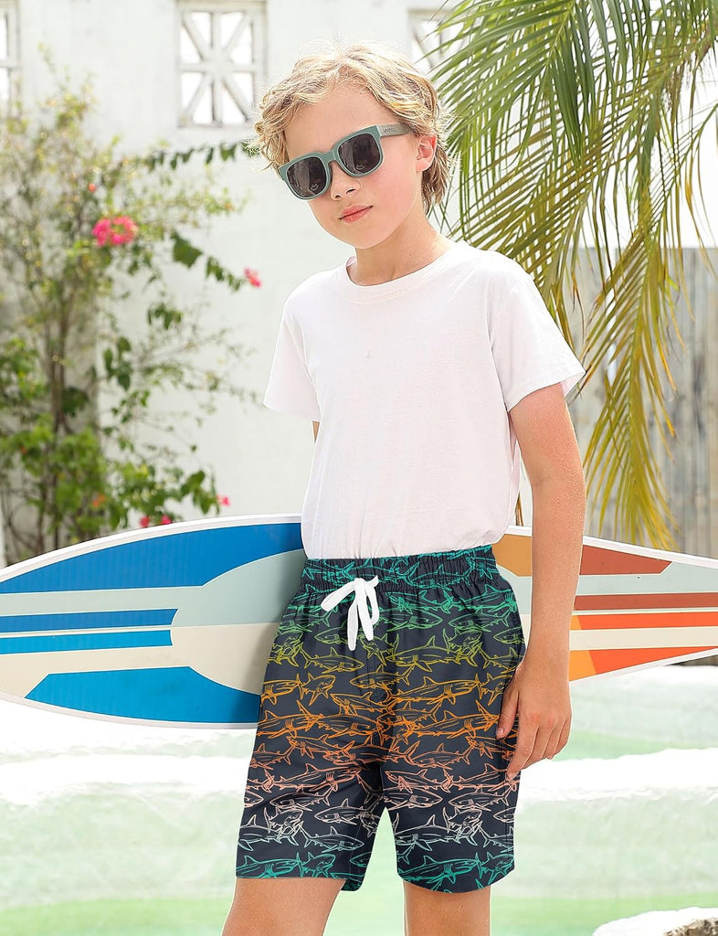 Boys Swim Trunks with Compression Liner for Kids Quick Dry Bathing Suit