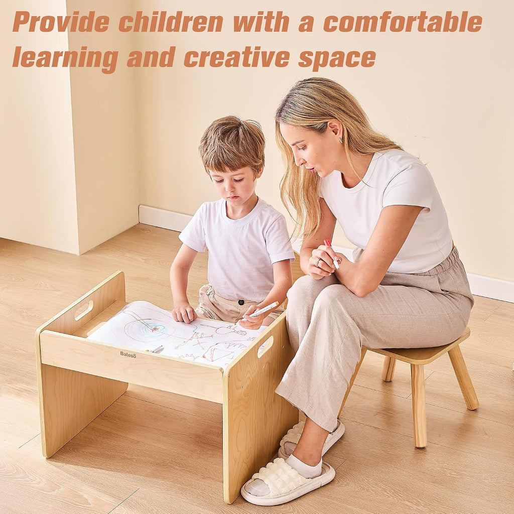 Montessori Weaning Table and Chair Set for Toddler 1-3, Wooden Baby Table and Chair Set for Eating, Laerning &