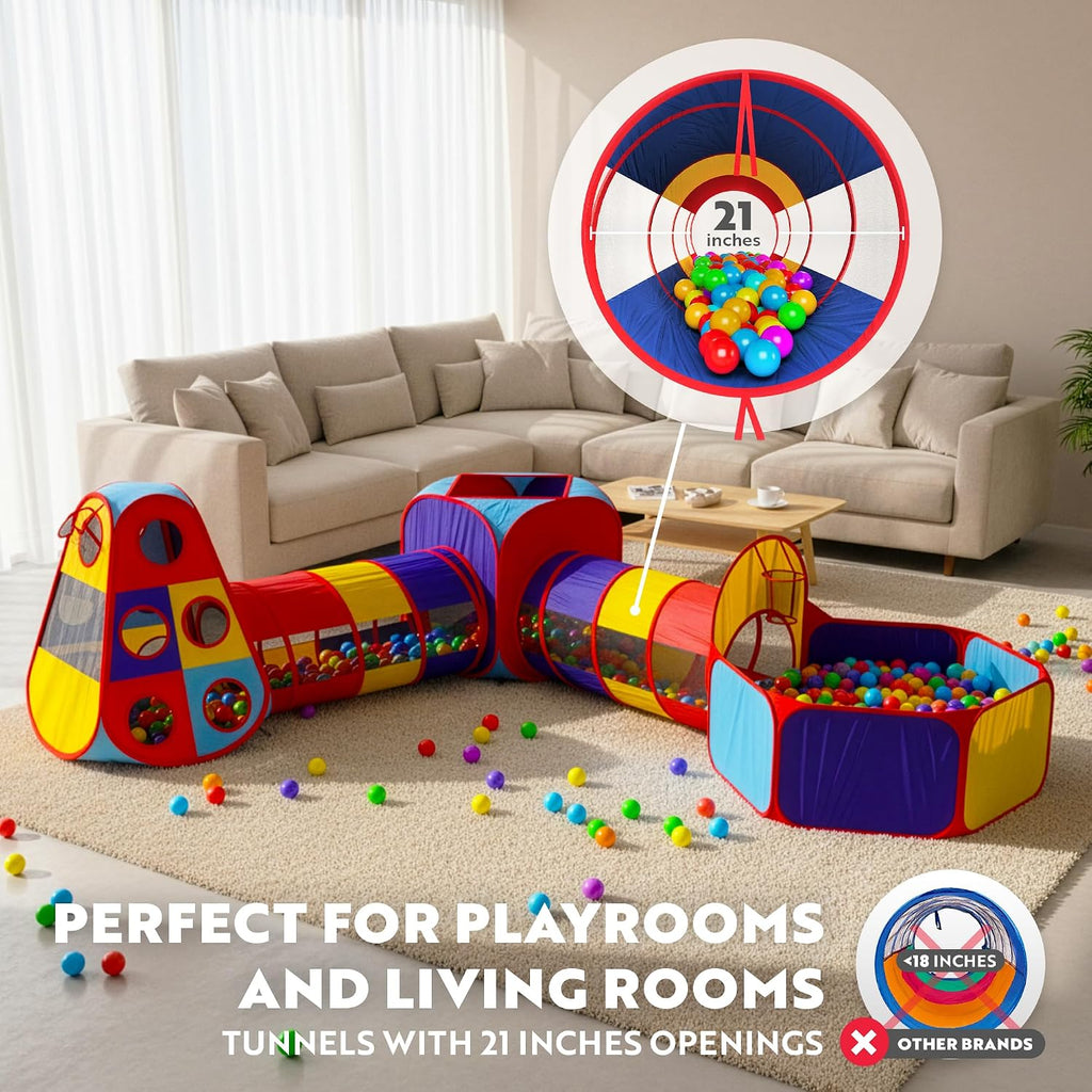 5pc Pop Up Play Tent and Crawl Through Tunnels for Kids w/Carry Bag