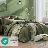 Monbix King Comforter Set, Olive Green King Bed Set Reversible, King Comforter Set 7 Pieces