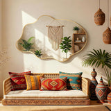 Gold Mirror Irregular Wall Mirror, Asymmetrical Mirror, Irregular Bathroom Mirror, Decorative Wall Mirror, Wavy