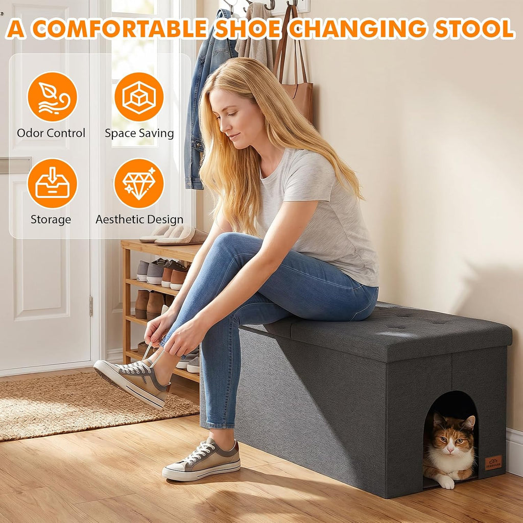 Cat Litter Box Enclosure Furniture for Odor Control